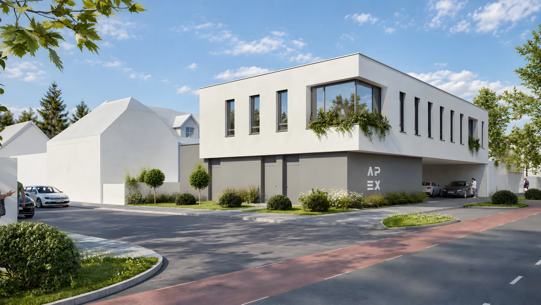 Rendering: Straßenansicht des künftigen APEX Health & Performance Center in der Zehnergasse 36